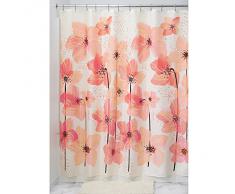InterDesign Blossom Cortina de ducha decorativa | Cortina para bañera o plato de ducha de tela suave, 183 x 183 cm | Cortina de baño de diseño con estampado floral | Poliéster rosa