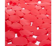 MSV Alfombra de Ducha, Diseño Piedras, Plástico y PVC, Rojo, 53x53x1 cm
