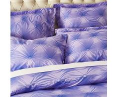 Funda De Edredón, Morbuy 2PCS 3D Botón Estilo 135 x 200 cm Conjunto De Ropa De Cama De Poliéster Suave De Microfibra Cremallera Funda De Almohada Edredón De Cama Conjunto De Edredón Cubierta(135 x 200 cm (53 * 79 inch), Púrpura)