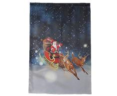 WARMWORD Cortina de Navidad, Vacaciones de Invierno Feliz Papá Noel y Alces Cortina para la decoración de Navidad Tul Tratamiento de la Ventana Voile Cubrir Tejido de Panel Cenefa