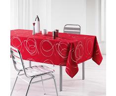 LHarmonie Du Décor - 1721577, Mantel Rectangular , 150 X 240 Cm , Bully , Poliéster Estampado Plata , Rojo