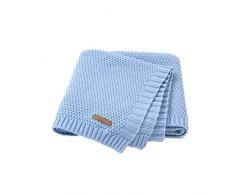 Manta de Punto para Bebé Recién Nacido, Odot Suave y Cálida Punto de Crochet Cobija Toalla de Cama Niños Swaddle para Bebe Cuna, Cochecito y Silla de Paseo (80x100cm,Azul)