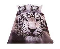 Stillshine Funda nórdica 220 x 240 cm - Cama 150 cm cm 3D Animal Tigre Patrón Imprimiendo Funda nórdica y Funda de Almohada y Hojas 4 Piezas Ropa de Cama Poliéster superfino Suave y Transpirable