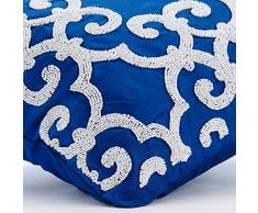 Azul Cojines Decorativos, Patrón Árabe Con Cuentas Cubierta De Almohadas, 50x50 cm Fundas De Almohada, Floral Contemporáneo Fundas De Cojines, Sedala Seda Funda De Almohada - Royal Arabic