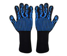 UPKOCH 1 par de guantes de cocina resistentes al calor de manoplas de horno de silicona profesionales largas (azul)
