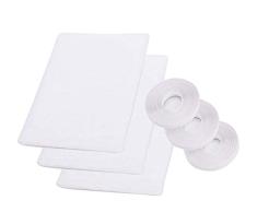 Mosquitera para ventana, paquete de 3 mosquiteras con 3 rollos de cintas autoadhesivas blancas (10 mm de ancho) para múltiples ventanas (1,3 x 1,5 m) blanco blanco