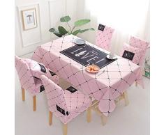 Lybhome - Mantel Rectangular Moderno Minimalista para Mesa y Silla, a Prueba de Aceite, Funda para Asiento anticalor, algodón Mixto, Rosa a Cuadros, Four Sets of Seat Covers