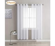 lalafancy 2 Piezas Cortinas Visillos para Ventanas Cortina Transparente Suave con Ojales para Dormitorio y Salón Habitación,140 x 175 cm, Blancas
