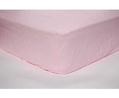 Confort Home M. T. Sabana Bajera Lisa (CAJIZ) Ajustable Ligeras 100% algodón Verano (135_x_200_cm , Rosa)