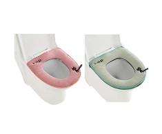 Hengweiuk - Funda para asiento de inodoro con cremallera, universal, 2/4 piezas, antibacteriana, de lujo, cálida, con bucle para colgar, muy cálida, lavable, asiento de inodoro, multicolor