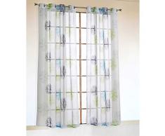 SIMPVALE 2 Piezas Cortinas de Gasa con Ojales Translúcido Geométrico Elegante Visillo para Dormitorio Habitación Balcón Puerta Ventana, Verde, 140x175cm