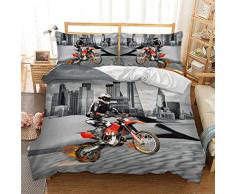 Sticker Superb Ropa de Cama de Motocicleta 3D 220x240 cm King Cama de 150 cm Deportes Extremos Saltar Borde Gris de Ciudad Mapa del Desierto Funda Nórdica Funda de Almohada (220_x_240_cm )