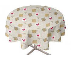 Soleil docre mantel redondo encerado 855146 PVC 160 x 160 cm-multi-colores