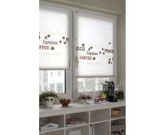 Gardinia 30935 Easyfix Coffee - Estor para fijar y pegar (75 x 150 cm), diseño con texto en marrón, color blanco