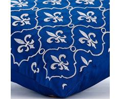Lujo 55x55 cm Funda De Almohada, Azul Real Fundas De Almohada, Barroco Cubierta De Almohadas, arte de la seda Cuadrado Cojines Cubren, Geométrico - French Vanilla