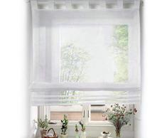 SIMPVALE 1 Pieza Cortina Visillo con Trabillas Transparente Cortinas Romanas Persianas para Cocina, Balcón, Baño, Blanco, 140x155cm