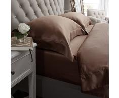 Jasmine Silk 100% Mulberry 19MM Charmeuse seda funda nórdica (MOCA) DOBLE 200cm x 200cm + 7cm frontera