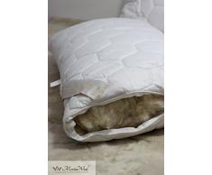 2 x lana de oveja merina estándar almohada 45 x 75 cm, 1000 g/m². Natural ropa de cama. Funda con cremallera.