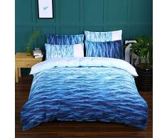 Fansu Juego de Ropa de Cama 3 Piezas Poliéster Microfibra Fresco Estilo Juego de Fundas de Edredón Incluye 1 Funda Nórdica y 2 Funda de Almohada (Cama 150/160-220x240cm,Azul océano)