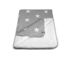 Sólo 821 095 bebé manta de punto estrella del bebé manta con forro de piel, 90 x 75 cm, gris/blanco