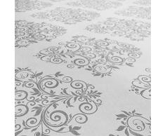 Mantel hule Cera Mantel encerado mantel lavable aros, diseño barroco Arabescos, toalla, Hellgrau Grau, 100 x 140cm