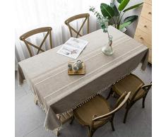 Pahajim Mantel Impermeable Borlas Pequeño Estilo Fresco Manteles Antimanchas Adecuado para Cocinas Exteriores O Interiores Mantel Mesa Rectangular（Rectangular/Oval,140x180cm）