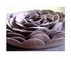 Plum Rose - Decorativa Funda de Cojin 30 x 30 cm, Square Purple Suede Flores de Fieltro