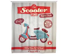 Wenko Vintage Scooter Cortina de Ducha, Poliéster,, 180x200x275 cm