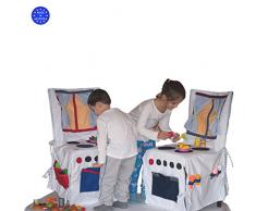 Dazoriginal Juguetes de cocina cocina de los niños de la cubierta de la silla de los cabritos cocina portable de los cabritos el algodón 100% todo hecho a mano cada diseño único embroma 1-10 años Impresiones al azar Cocina