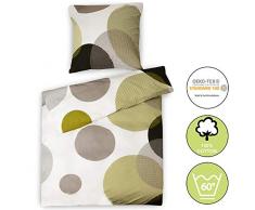 Beautissu Juego de Ropa de Cama NELA Sábanas 100% algodón Funda edredón nórdico 155x220 cm y Funda de Almohada 80x80 cm con Cremallera