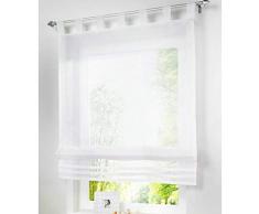 SIMPVALE 1 Pieza Cortina Visillo con Trabillas Transparente Cortinas Romanas Persianas para Cocina, Balcón, Baño, Blanco, 120x155cm