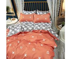 Fansu Juego de Ropa de Cama ?Piezas, Suave Comodo Microfibra Clásico Juegos de edredones Cremallera Funda nórdica Colcha de Cama Sábana y 2 Fundas de Almohada (150x200cm-1.5M,Naranja)