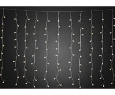 Cortina de luces LED, con globos, 200 diodos de luz blanca cálida, 24 V transformador exterior, cable transparente 3674-103