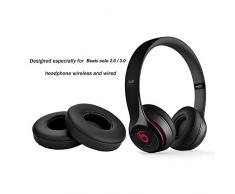 Yizhet 1 Pares Beats Solo 2 Wireless / 3 Almohadillas de Repuesto Repuesto Almohadillas Cojines, Negro