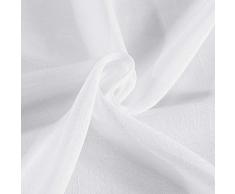 MIULEE Cortinas Poliéster Ojales Raya Cruzada Cortina Translucida de Dormitorio Moderno Ventana Visillos Salon para Sala Cuarto Dormitorio Comedor Salon Cocina Salón 140x225 Blanco