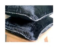 Black Shimmer - Decorativa Funda de Cojin 40 x 40 cm, Square Negro Terciopelo Frontera de Cuentas Hecho A Mano
