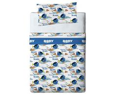 Disney Finding Dory Juego de sábanas, Algodón-Poliéster, Azul, Cama 80/95 (Twin), 200.0x90.0x25.0 cm, 3 Unidades