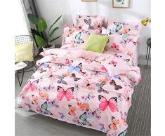 Fansu Juego de Ropa de Cama 3 Piezas, Microfibra Cremallera Funda Nórdica Estilo Lindo de Verano Funda de Edredón x1 Funda de Almohada X2 (Cama 90-150x200cm,Mariposa Rosa)