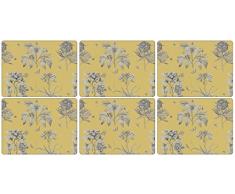 Pimpernel Etchings y Rosas manteles Individuales, Madera, Amarillo, pequeño, Juego de 6