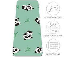 Eslifey Panda - Esterilla de Yoga de bambú Verde Antideslizante para Mujeres y niñas, Esterilla de Ejercicio Suave de Pilates, 72 x 24 Pulgadas, 1/4 Pulgadas de Grosor