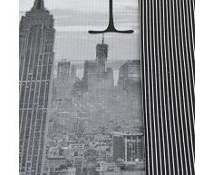 Juego de funda nórdica y funda de almohada reversible, diseño Nueva York, en blanco y negro, mezcla de algodón, negro, funda de edredón doble King size