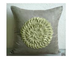 Green Dahlia - Decorativa Funda de Cojin 35 x 35 cm, Square Verde Suede Flores de Fieltro