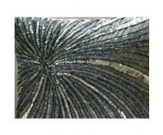 Silver Bloom - Decorativa Funda de Cojin 40 x 40 cm, Square Gris Plata Seda Lentejuelas y Cuentas Bordados