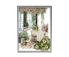 Proumhang 14 CT Kits de bordado Mantel de punto de cruz DIY 2 Strand Aida Canvas Impreso 41x53cm: Tarde en verano