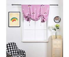 SIMPVALE Cortina Térmica Opaco Estor con Estampado de Arcoíris- Romano Persiana con Bolsillo para Barra - para Dormitorio Habitación de los niños Cocina, Rosa, 60x140cm