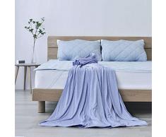 Elegear 2 en 1 Manta de Verano Microfibre Manta de Frio, 100% Algodón Manta Fina para Sofá o Cama, Cálido Manta de Viaje Doble Cara para Adultos y Niños - 200 x 150 cm-Azul