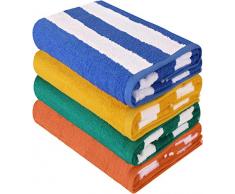 Utopia Towels - Toalla de piscina grande con toalla de playa en Cabana Stripe, paquete de 4, 100% algodón, cuidado fácil, máxima suavidad y absorbencia 76 x 152 cm (30 X 60 Inch)