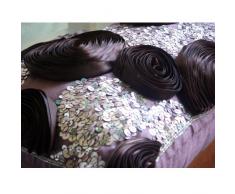 Wine Roses - Decorativa Funda de Cojin 30 x 50 cm, Rectangle/Lumbar Ciruela Seda Lentejuelas y Bordados Cinta de Raso