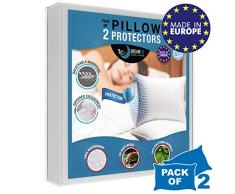 Dreamzie - Juego de 2 Fundas de Almohada Impermeables 40 x 80 cm - 100% Algodón Oeko-Tex® - Protectores de Almohada Transpirable, Hipoalergénica, Anti-Acaros, Anti-Bacteriana - Garantía 10 años