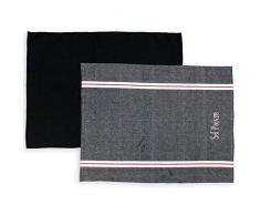 Soleil docre Lote de 2 paños de Cocina de algodón Sel et POIVRE Negro, Bordado 50 x 70 cm